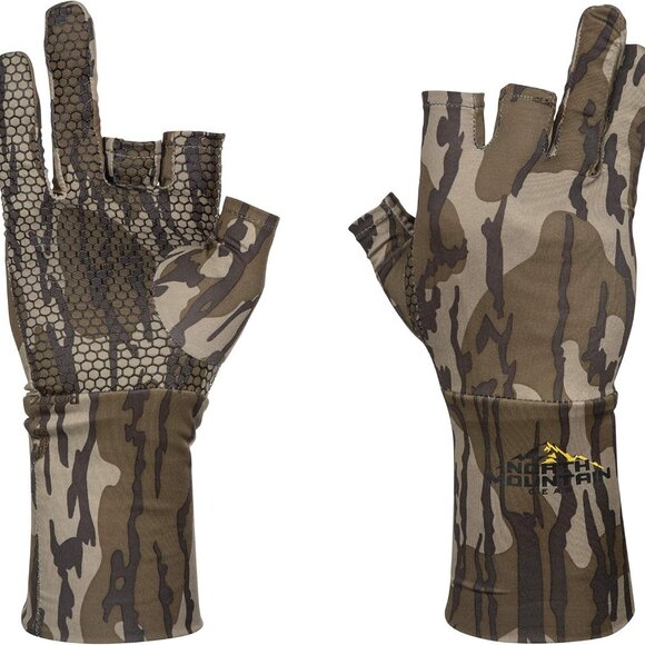 Camouflage Hunting Gloves for Men - Fingerless - Lightweight Glove Liner - Picture 6 of 7